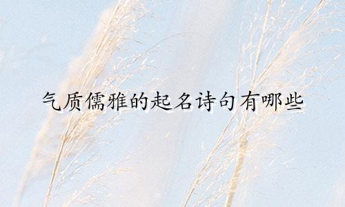 气质儒雅的起名诗句有哪些