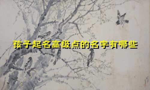 孩子起名高级点的名字有哪些