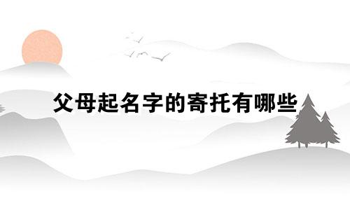 父母起名字的寄托有哪些