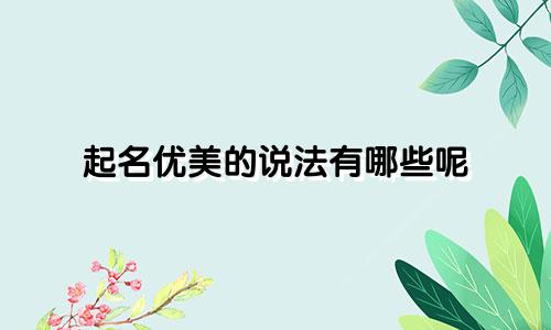 起名优美的说法有哪些呢