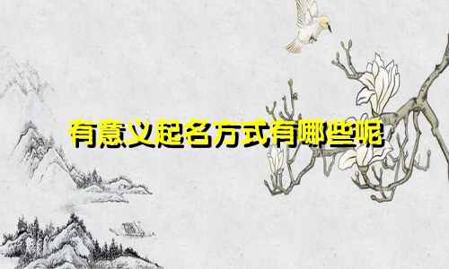 有意义起名方式有哪些呢