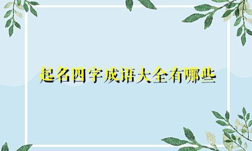 起名四字成语大全有哪些