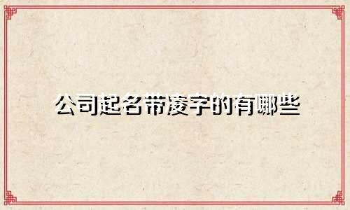 公司起名带凌字的有哪些