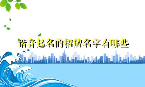 谐音起名的招牌名字有哪些