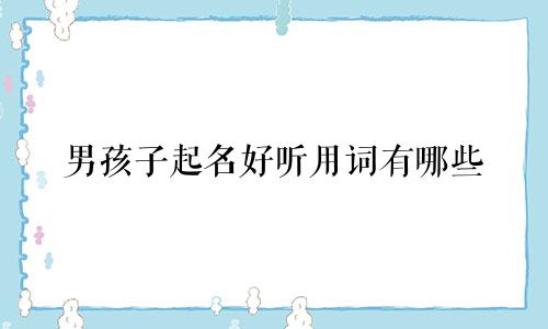 男孩子起名好听用词有哪些
