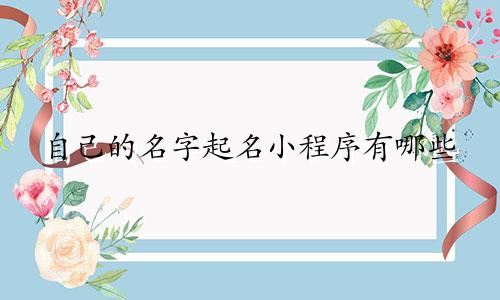 自己的名字起名小程序有哪些
