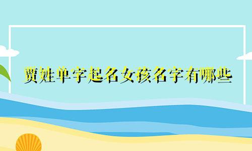 贾姓单字起名女孩名字有哪些