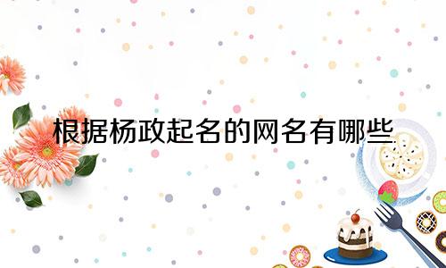 根据杨政起名的网名有哪些