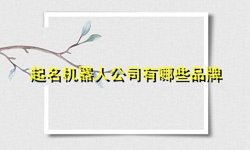 起名机器人公司有哪些品牌