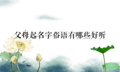 父母起名字俗语有哪些好听