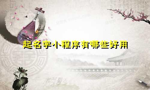 起名字小程序有哪些好用