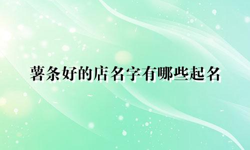 薯条好的店名字有哪些起名