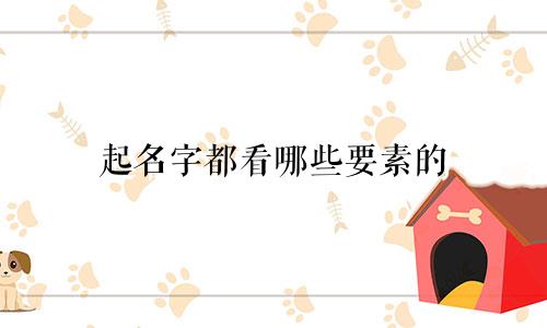 起名字都看哪些要素的