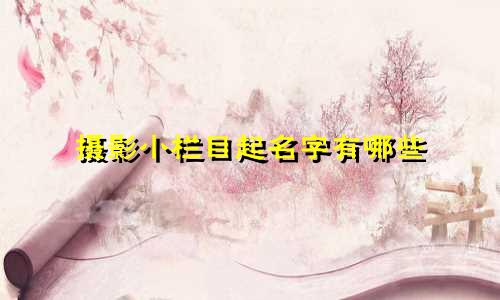 摄影小栏目起名字有哪些