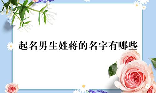 起名男生姓蒋的名字有哪些