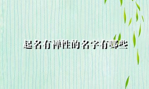 起名有禅性的名字有哪些