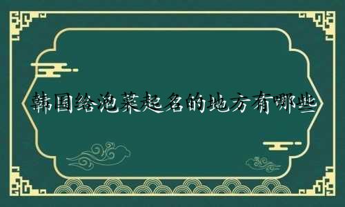 韩国给泡菜起名的地方有哪些
