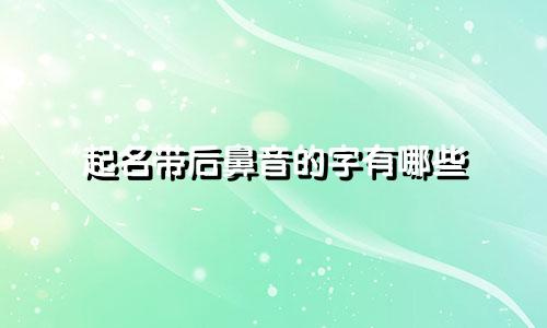 起名带后鼻音的字有哪些