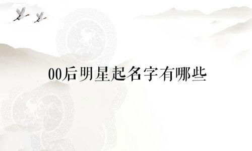 00后明星起名字有哪些