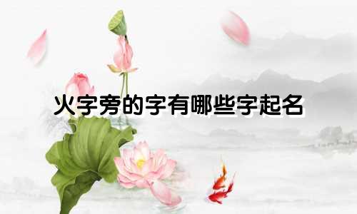 火字旁的字有哪些字起名