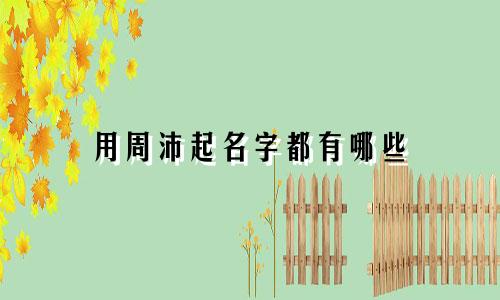 用周沛起名字都有哪些