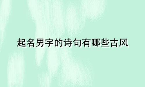 起名男字的诗句有哪些古风