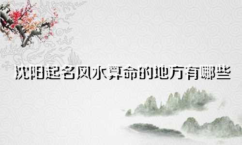 沈阳起名风水算命的地方有哪些