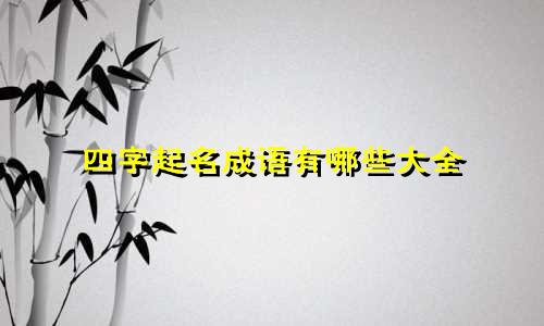 四字起名成语有哪些大全