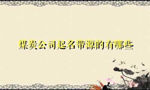 煤炭公司起名带源的有哪些