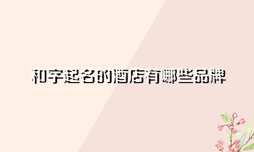 和字起名的酒店有哪些品牌