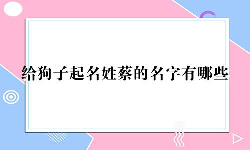 给狗子起名姓蔡的名字有哪些