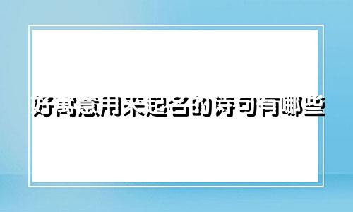好寓意用来起名的诗句有哪些