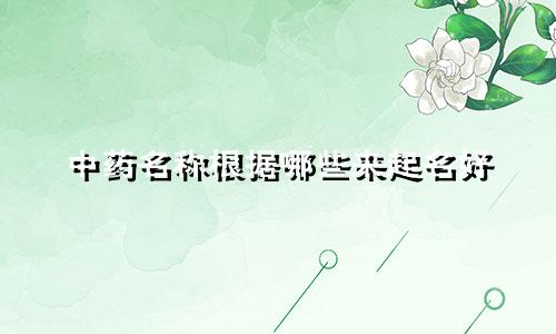 中药名称根据哪些来起名好