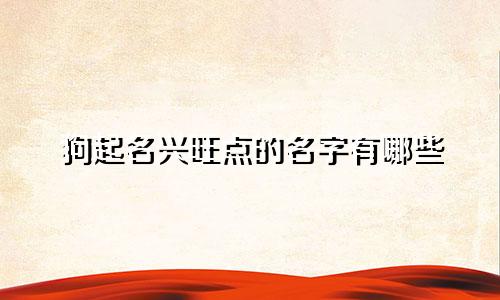 狗起名兴旺点的名字有哪些