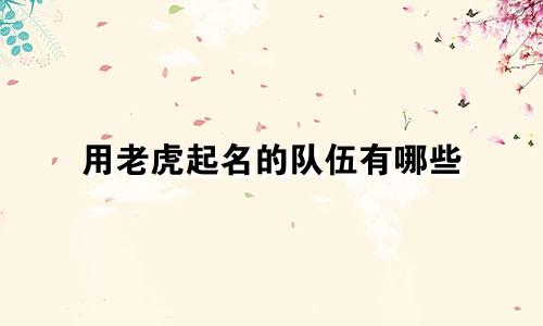 用老虎起名的队伍有哪些