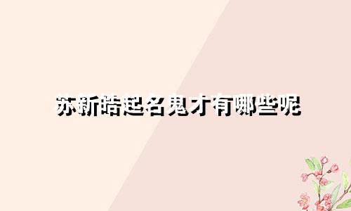 苏新皓起名鬼才有哪些呢