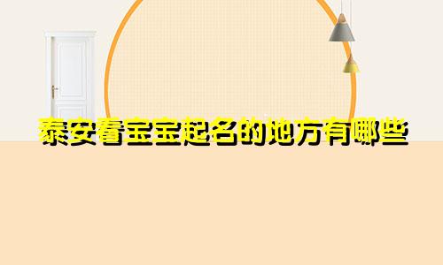 泰安看宝宝起名的地方有哪些