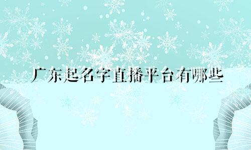 广东起名字直播平台有哪些