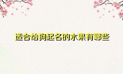 适合给狗起名的水果有哪些