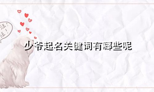 少爷起名关键词有哪些呢