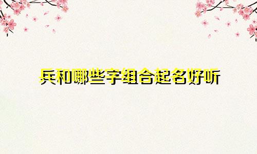 兵和哪些字组合起名好听