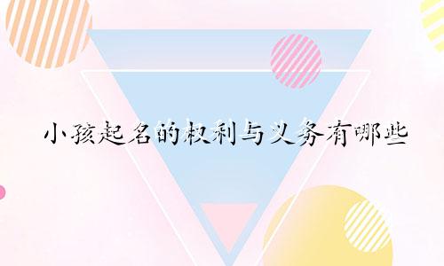 小孩起名的权利与义务有哪些