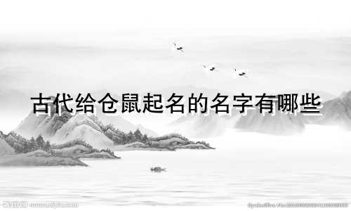 古代给仓鼠起名的名字有哪些