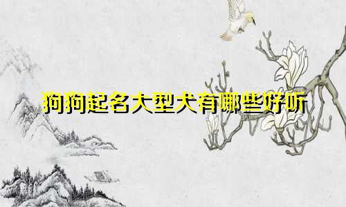 狗狗起名大型犬有哪些好听