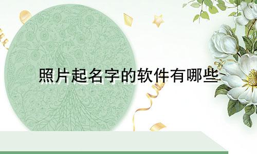 照片起名字的软件有哪些