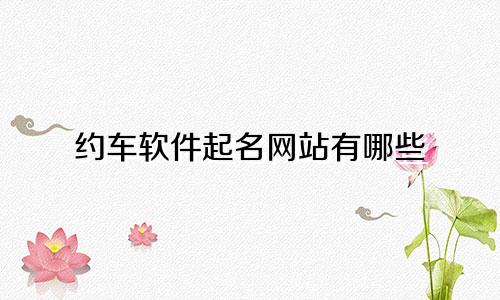 约车软件起名网站有哪些