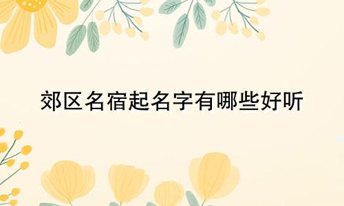 郊区名宿起名字有哪些好听