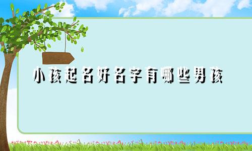 小孩起名好名字有哪些男孩