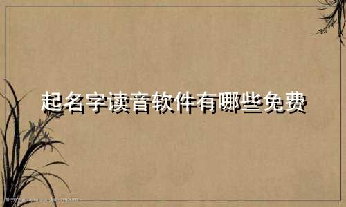 起名字读音软件有哪些免费