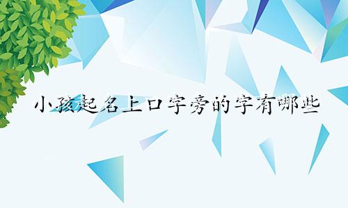 小孩起名上口字旁的字有哪些